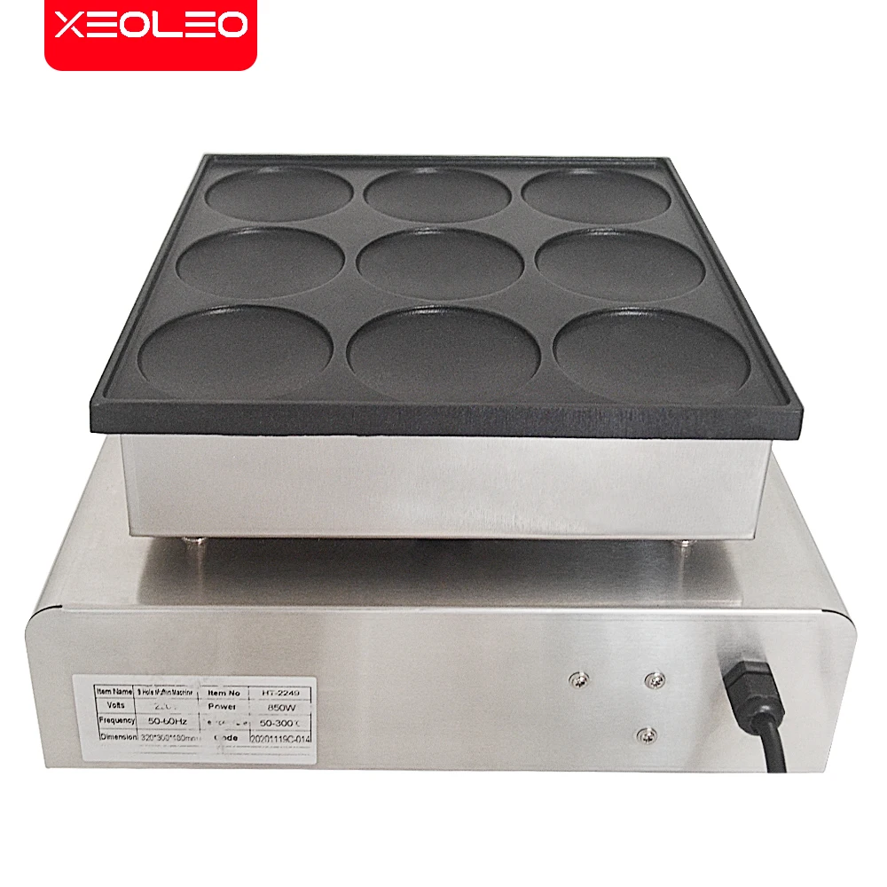 XEOLEO 850W Electric Dutch Pancake Makerr 9-Holes Mini Dutch Nachine Poffertjes Grill Muffin Machine Non-stick Waffle Maker