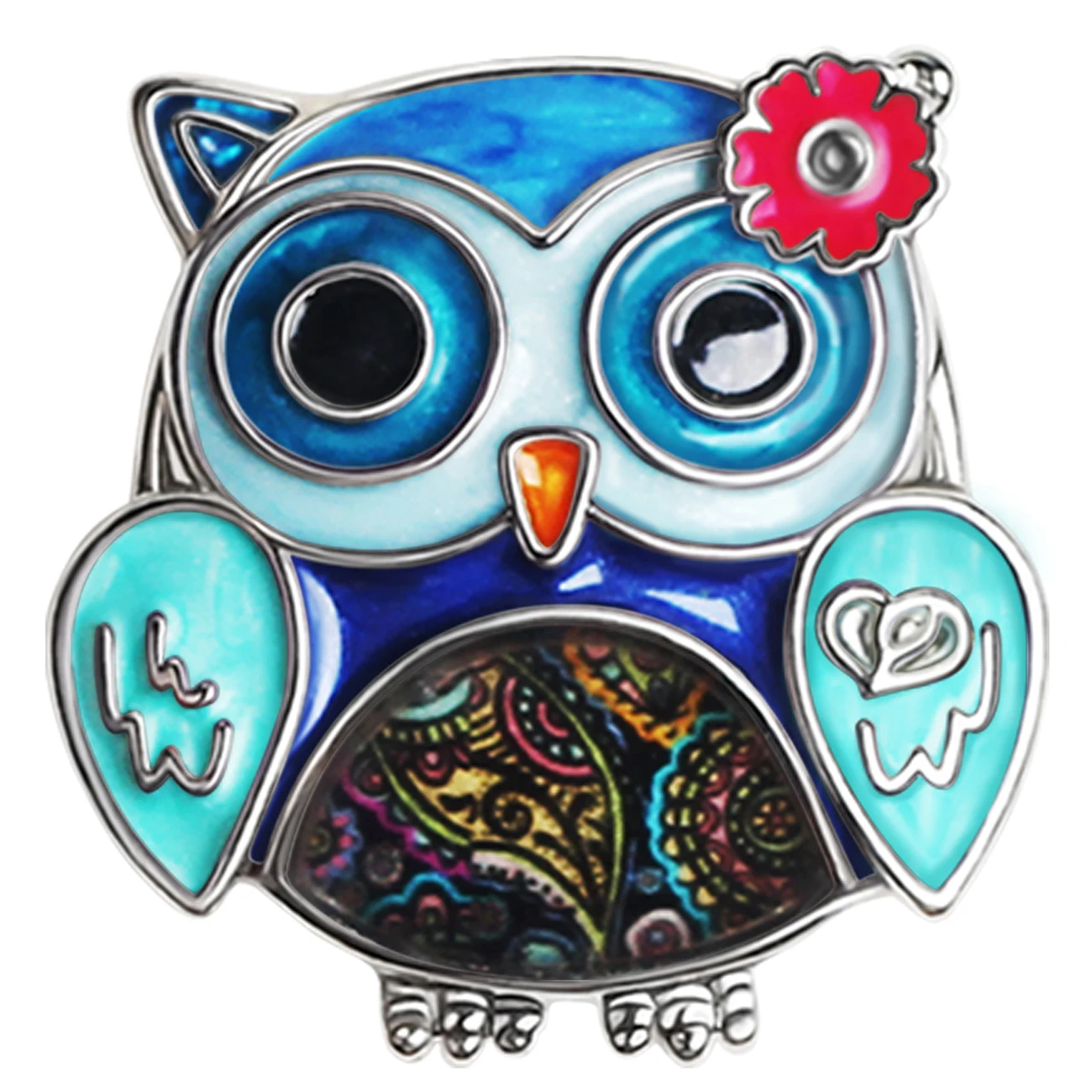 Bonsny Enamel Alloy Metal Floral Cute Fatty Owl Brooches Big Birds Pin Gifts Fashion Jewelry For Women Teens Girls Kids Party