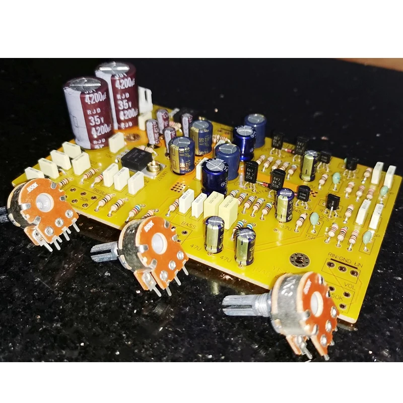 Ac 18-24 12vハイファイトーン事前オンボード2SA992 B647/D667トランジスタ完全ディスクリートフロントボードLM317/337電圧レギュレータ