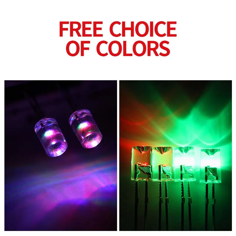 1000PCS 5mm Inner Concave Transparent Seven Color Fast flash/ Slow Flash Bright Light Bead DIP LED