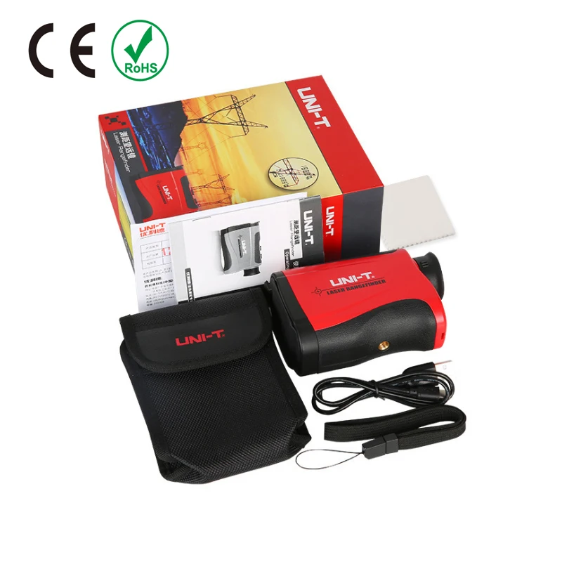 UNI-T 1500 متر hd طلاء جولف ليزر المدى مكتشف rangefinder من الصيد 1500 مللي أمبير بطارية ليثيوم ليزر المسافة
