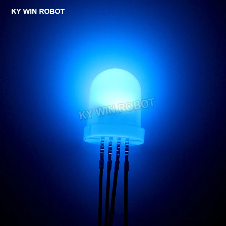 10 sztuk 8mm w pełnym kolorze LED RGB czerwony/zielony/niebieski wspólna katoda/anoda cztery stopy przezroczysty podświetlenie kolor światła 8mm