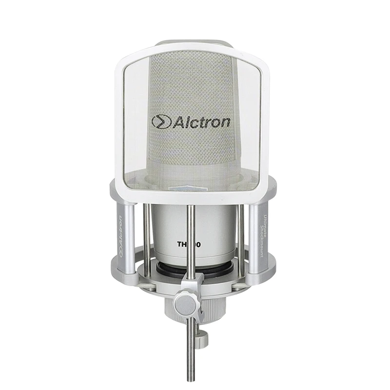 Micrófono condensador Alctron TH600 usado en estudio, viene con filtro pop y soporte antigolpes, grabación vocal, puesta en escena, etc.