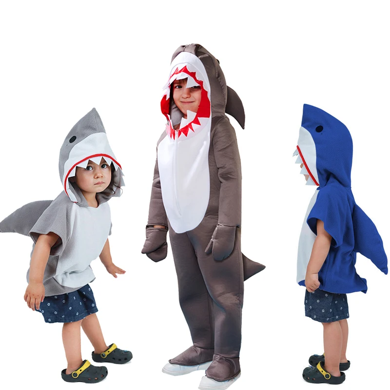 Cute Toddler Grey Shark Cosplay Halloween costume For Kids Boys Sharks Jumpsuit Child Christmas Birthday Party Group Fancy Dress