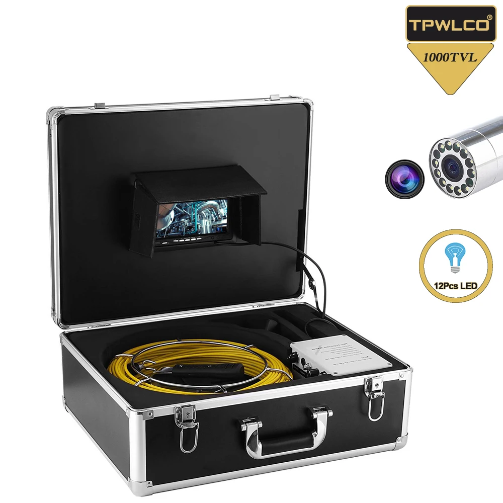 

TP9000 7inch LCD Display Pipe Industrial Endoscope Camera System 23mm Waterproof Lens 20m Used For Sewer Drain Video Inspection