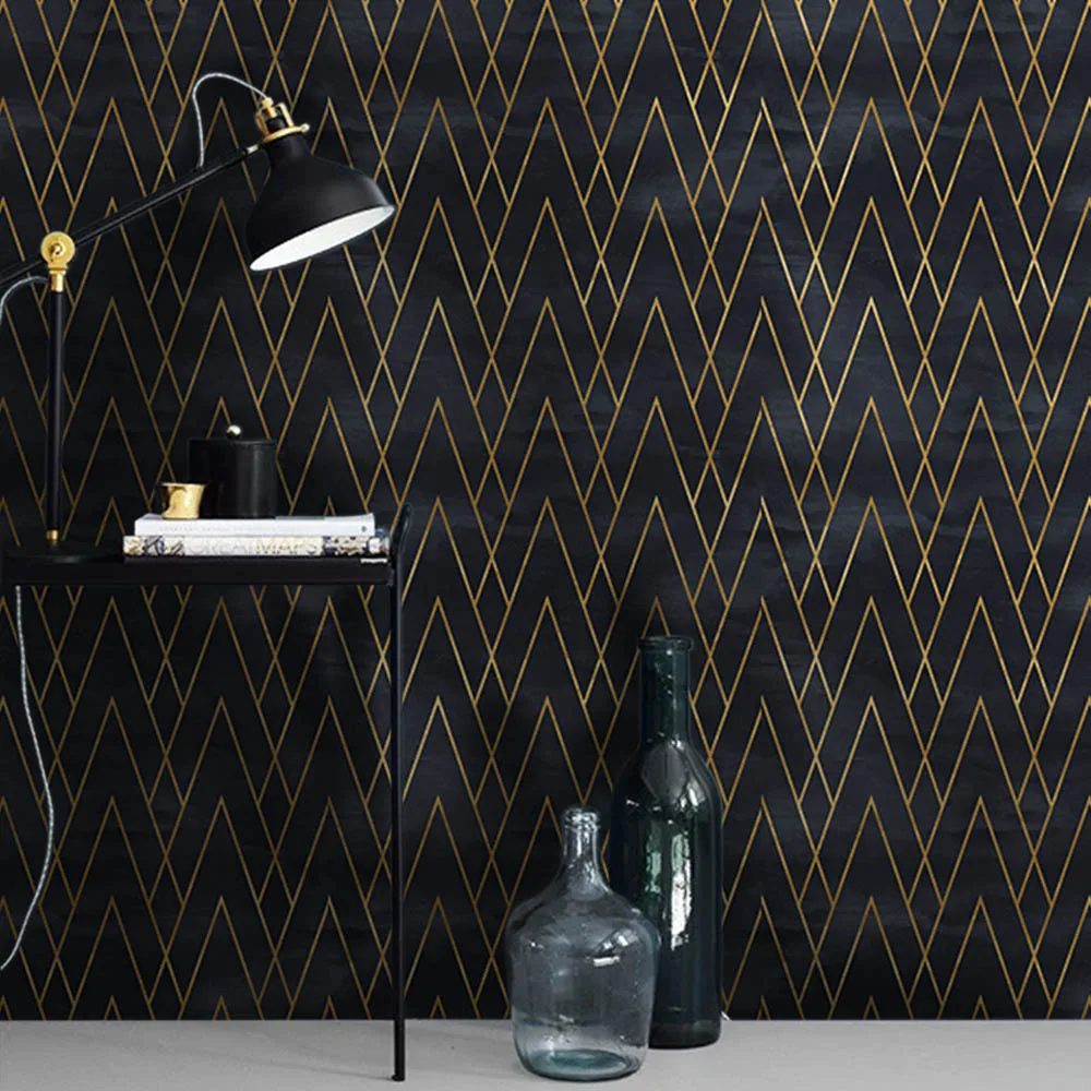 Self Adhesive Geometric Contact Paper Tile Wallpaper Vinyl Film Peel and Stick Wallpaper Kitchen Wall Cabinet Gold Silver Black view 5