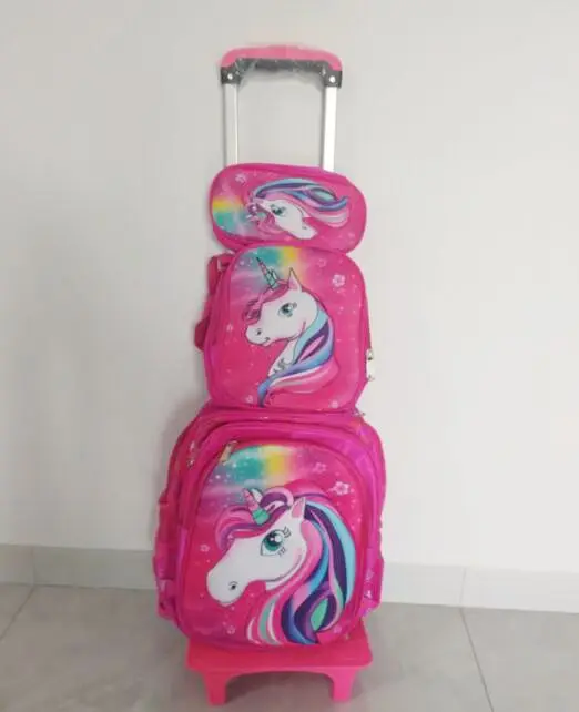 Mochila escolar con ruedas para niños y niñas, bolsa con ruedas, conjunto escolar