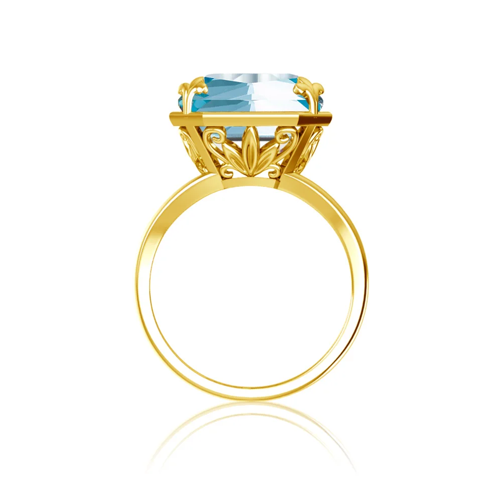 Imagem -03 - Anel da Popularidade 925 Anéis Aquamarine Originais em Prata Anel Feminino Banhado a Ouro 18k Presente de Aniversário para Namorada