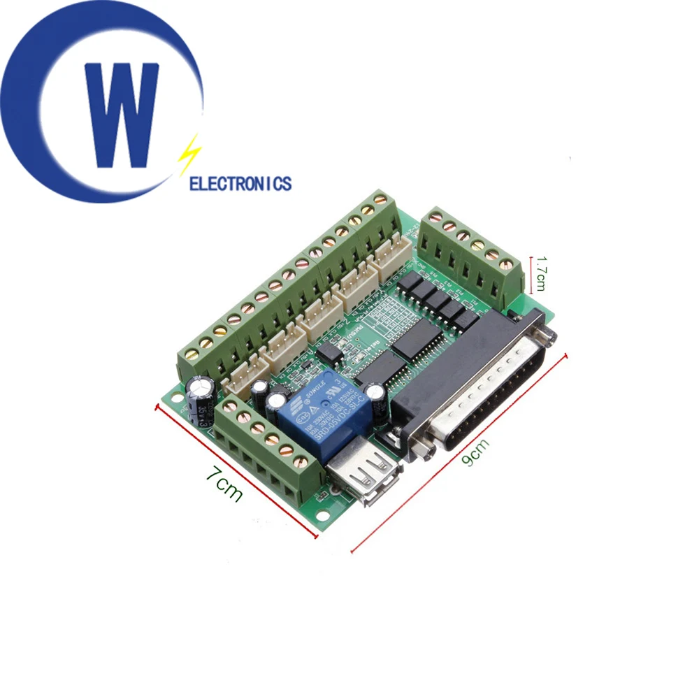 Mach3 Upgraded 5 Axis CNC Interface Adapter Breakout Board+USB Cable+DB25 parallel cable