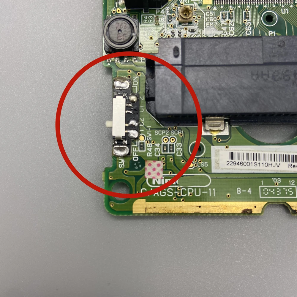 Interruptor de alimentação para botões gba sp