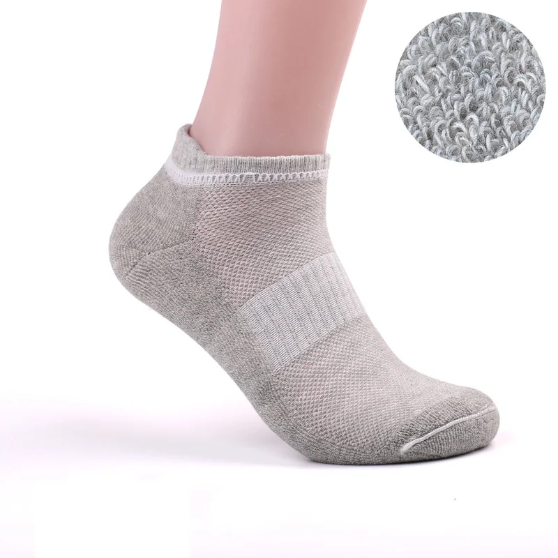 Primavera verão masculino cor sólida esportes barco meias suor-absorvente malha selvagem boca rasa algodão tornozelo meias