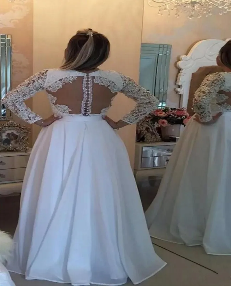 Modesto elegante manga longa a linha vestidos de noite rendas até o chão sexy decote em v pérolas brancas formatura vestidos de festa robe de soriee