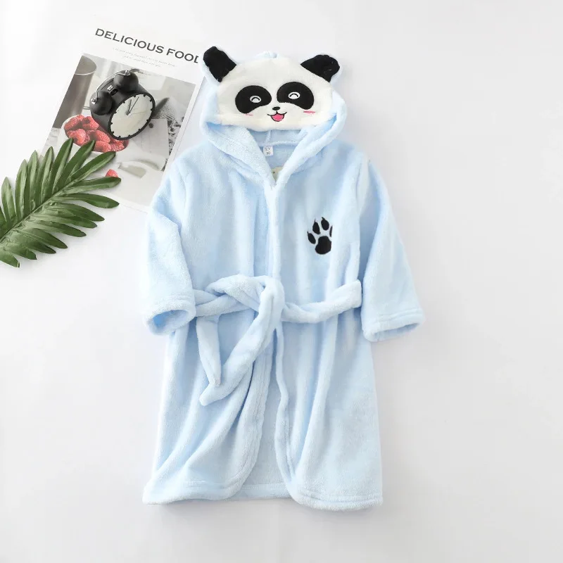 2023 Children\'s Pajamas Winter Toddler Flannel Pajamas Robes Boy Girl Hooded Bathrobe Baby Homewear Clothing Kids Jacket Coat