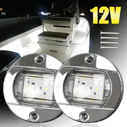 12V 2x Marine Boat Lights White Courtesy Transom Cabin Stern Cockpit Navigation LED Lights Clear Lens Deck Courtesy Lamp Yacht