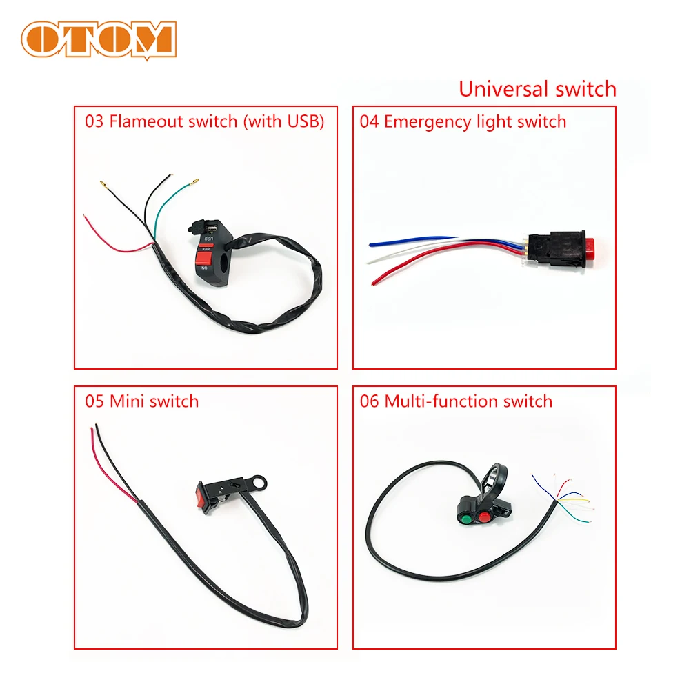 Универсальный переключатель OTOM для мотоцикла Flameout (с USB), аварийная мини-лампа, многофункциональная кнопка включения/выключения двигателя для KTM HONDA YZFX