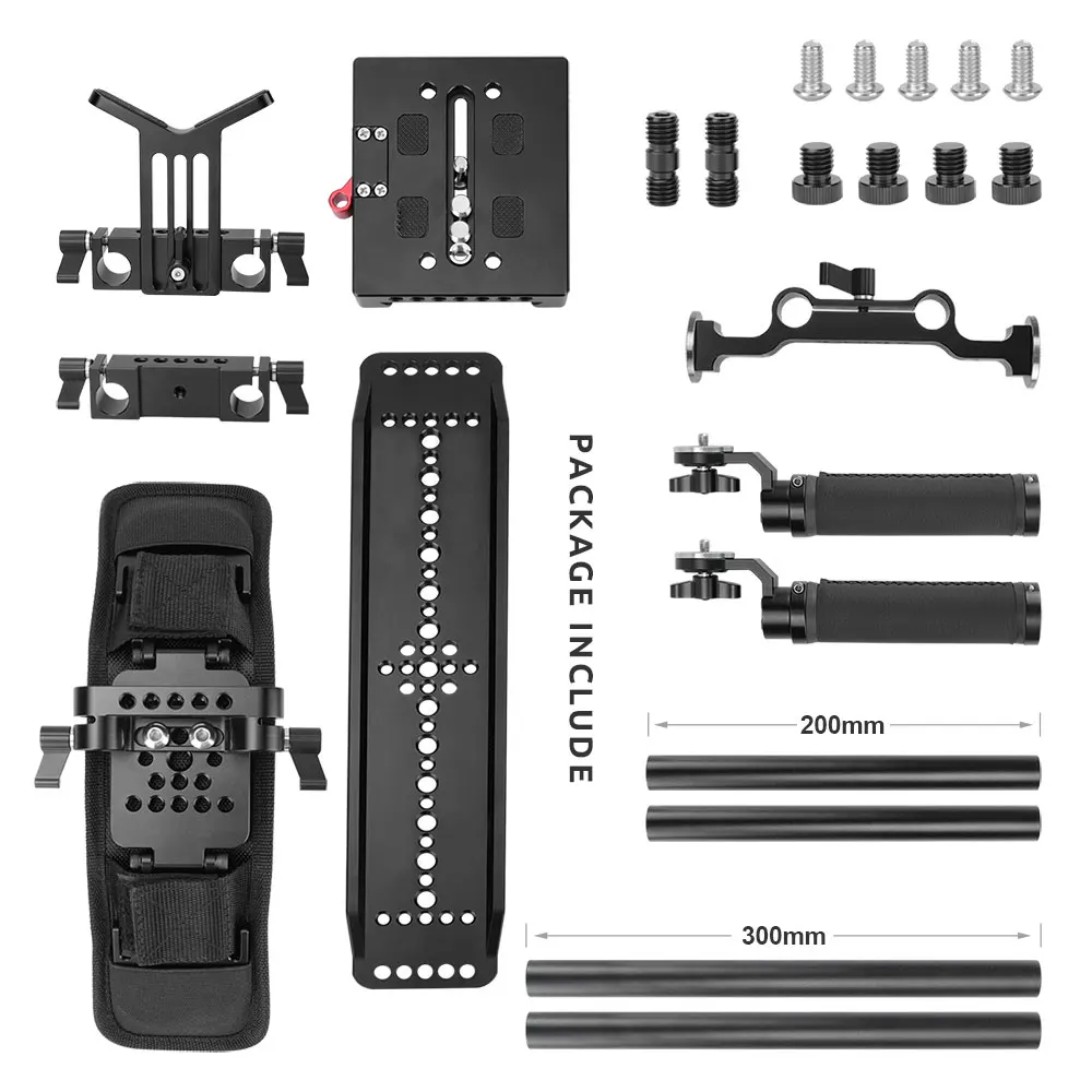 Kayulin Shoulder Mount Rig With ARRI 12 inch Dovetail Bridge Plate & Rosette Handgrip Pair For DSLR Camera / DV Camcorder