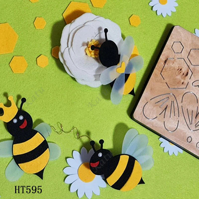 CLovely little bee utting dies - New Die Cutting And Wooden Mold,HT595 Suitable For Common Die Cutting Machines On The Market.