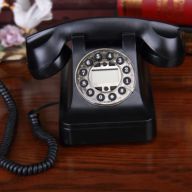 retro landline Telephone hotel home house office Vintage European antique fixed phone black red white  caller ID screen table