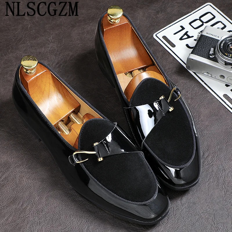 Patent Leather Loafers Men Dress Shoes Leather Italian Oxford Shoes for Men Wedding Dress Formal Slip on Shoes Men Office 2024