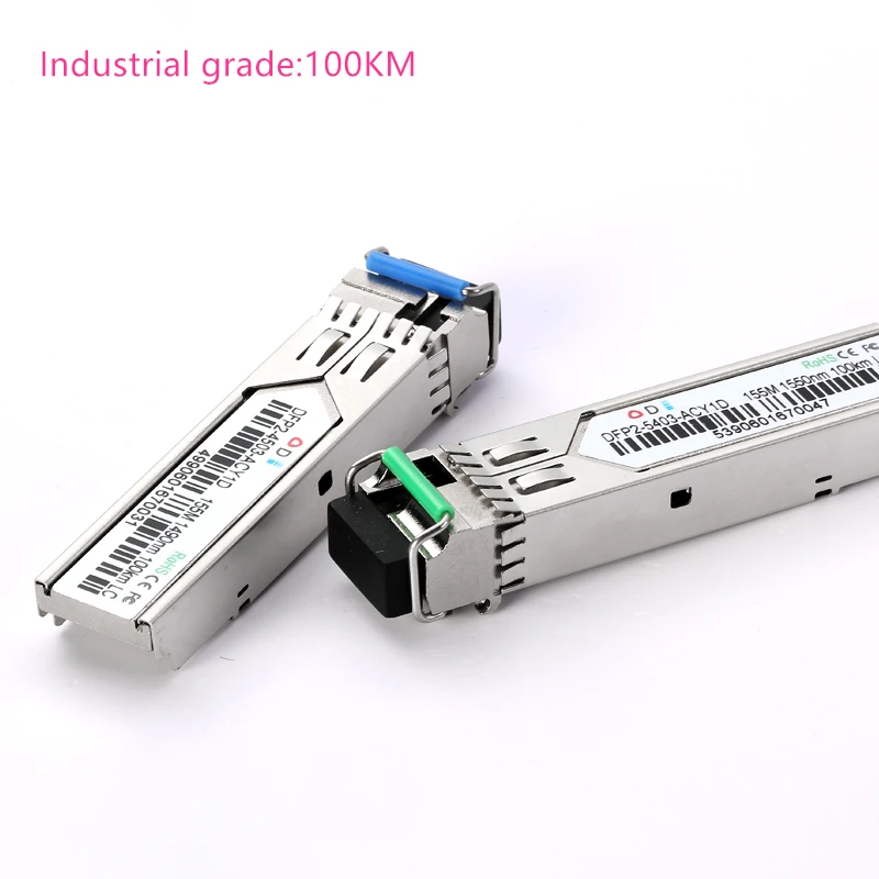 Grado Industrial de fibra óptica LC SFP, 40 ~ + 80 Celsius, 1,25g2 0/40/60/80/100KM, 1310/1490/1550nm, compatible con Mikrotik cisco