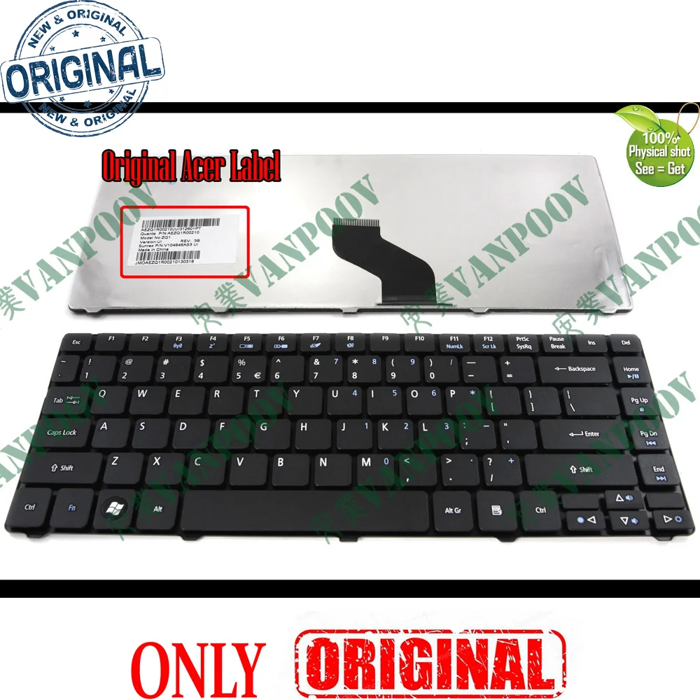 New US Laptop Keyboard for Acer Aspire 3810 3410 3820 3810T 4735 4735G 4735Z 4736 4736G 4736Z 4740 4741 4745 Black - V104646AS3