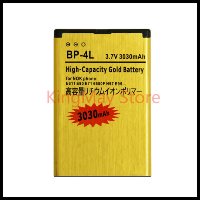 2PCS/LOT High Capacity Gold battery BP-4L BP 4L Battery for NOKIA N97 E61i E63 E90 E95 E71 6650F N810 E72 BATTERY 4L