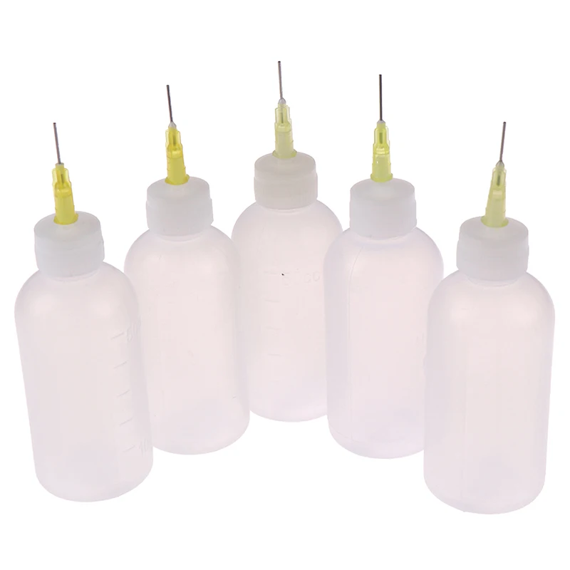 1Pc  Plastic Clear 50ml Transparent Needle Bottles Glue Dispenser Liquid Dropper Bottle for Rosin Solder Flux Paste Bottle