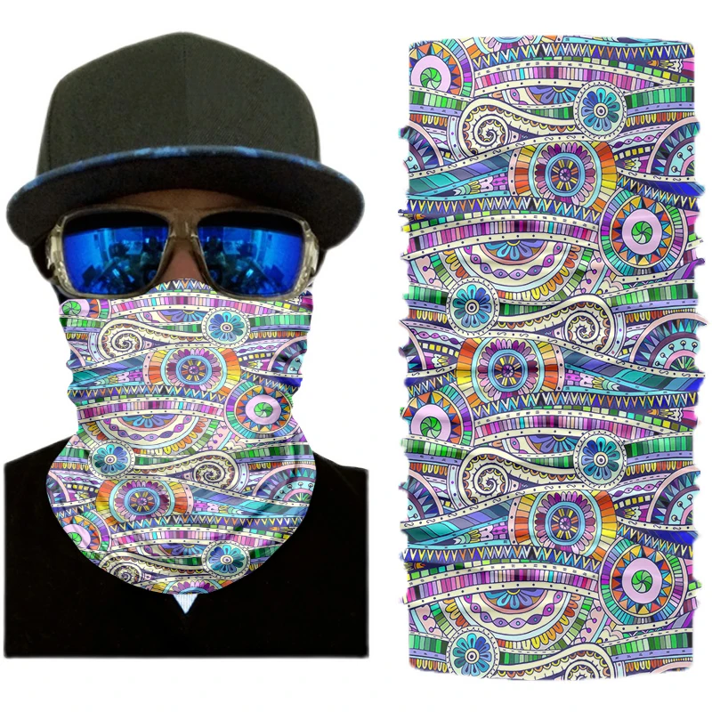 Multifunctional Outdoor Sports Cycling Hiking Scarf Women Men Bohemian Retro Face Shield Seamless Bandana Neck Warmer Windproof