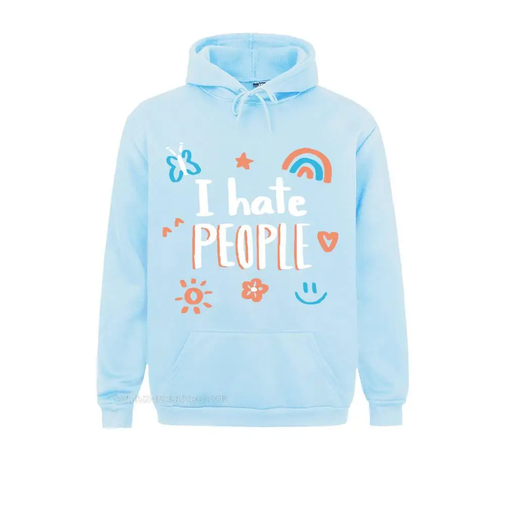 I Hate People Humor Pullover Hoodie Men Smile Rainbow Flower Butterfly Harajuku Camisas Graphic Hoodies Harajuku Anime Sweater