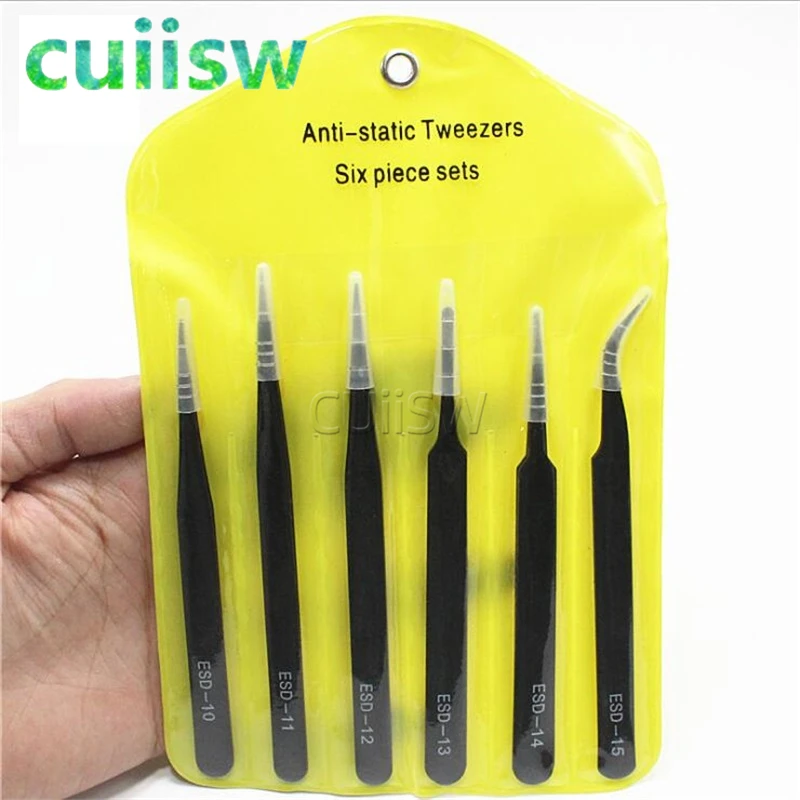 1set 6pcs / set Different size ESD Tweezers Tweezer ESD-10 ESD-11 ESD-12 ESD-13 ESD-14 ESD-15