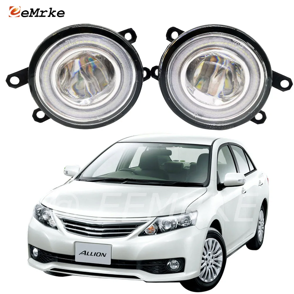 2PCS Car Styling LED Angel Eye DRL Daytime Running Lights Cut-Line Lens Fog Lights Lamp for Toyota Allion T260/T265 2007-2017