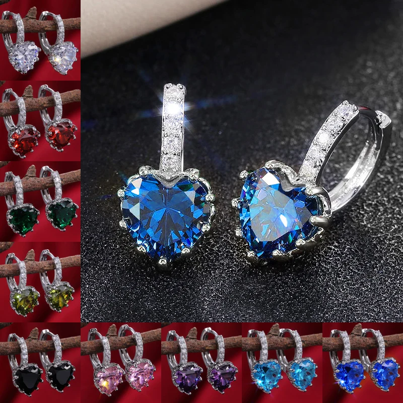 Huitan heiße 9 Farben Herz Zirkon Frauen Tropfen Ohrring einfache & vielseitige Design Hochzeit Verlobung feier Geschenk Ohrringe Schmuck