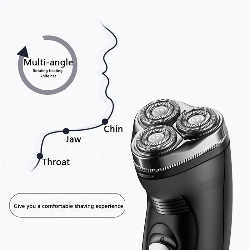 Los hombres de máquina de afeitar eléctrica recargable 3D flotante cabezal de cuchillo bigote Trimmer de afeitar Razors de la barba de los hombres máquina cortadora