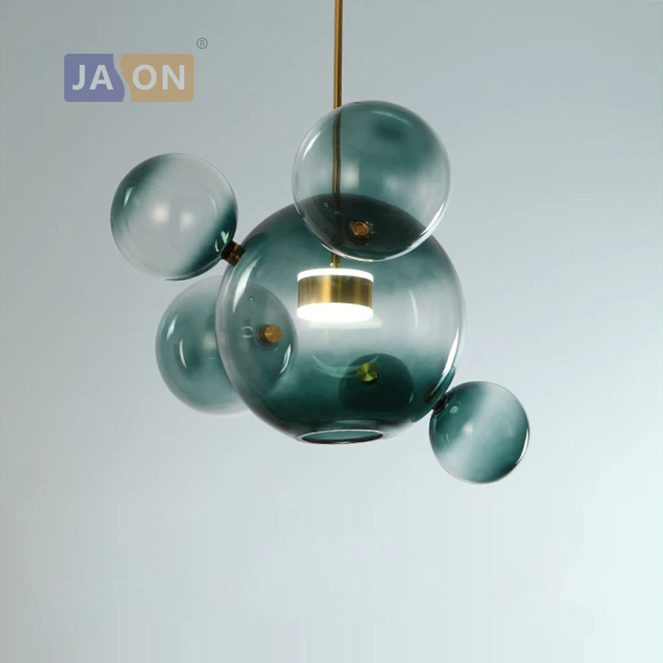 Imagem -03 - Led Glass Bubble Chandelier Iluminação Postmodern Preto Branco Prata Ouro Suspensão Luminária Lampen para Sala de Jantar