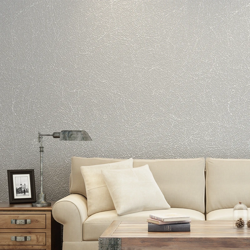 wellyuSilver Grey Beige Silk Embossed Textured mural Rolls Modern Solid Vinyl Plain Wall Paper White Wallcover For Bedroom Blue