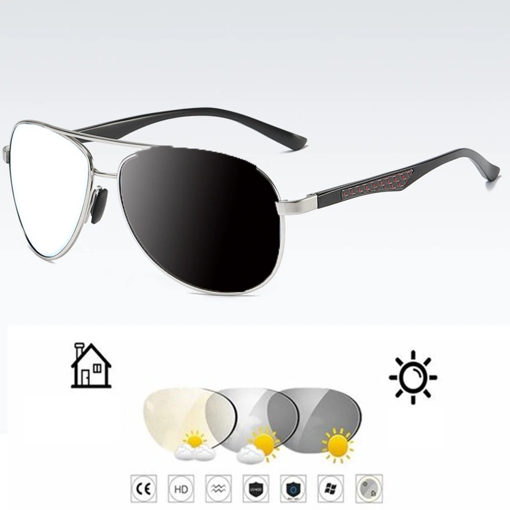 Al-mg Alloy Carbon Fiber Pilot Men Photochromic Grey Reading Glasses +0.75 +1 +1.25 +1.5 +1.75 +2 +2.25 +2.5 +2.75 To +4