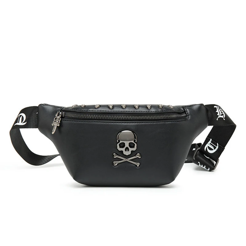 Männer Punk Taille Tasche Gürtel Tasche Mode Schädel Muster Fanny Pack Hüfte Packs Multifunktions Outdoor Männlichen Taille Pack Umhängetaschen