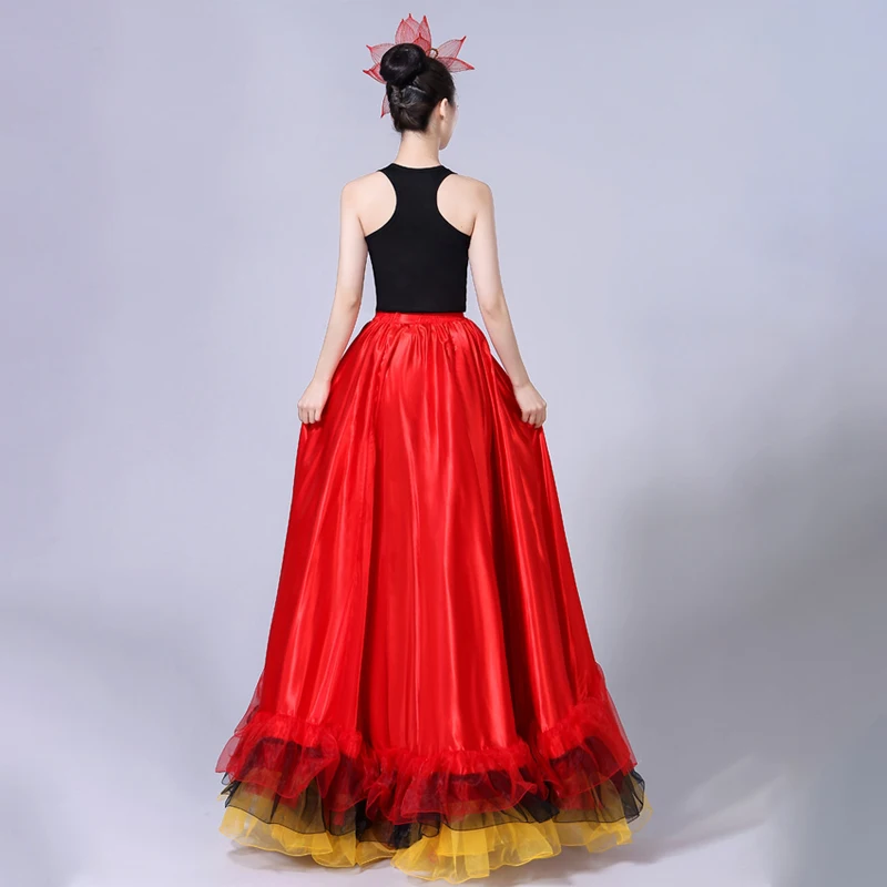 Feminino senhora trajes de dança do ventre renda espanhol bullfighting dança saia abertura dança grande balanço saia adulto desempenho cigano wear