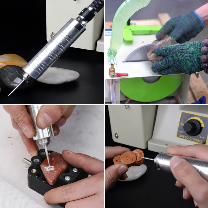 Pulidora de talla para carpintería, torno de pulido de piedra de joyería, conjunto de máquina de corte de molienda, Kit de herramientas de amoladora eléctrica de 1380W y 220V