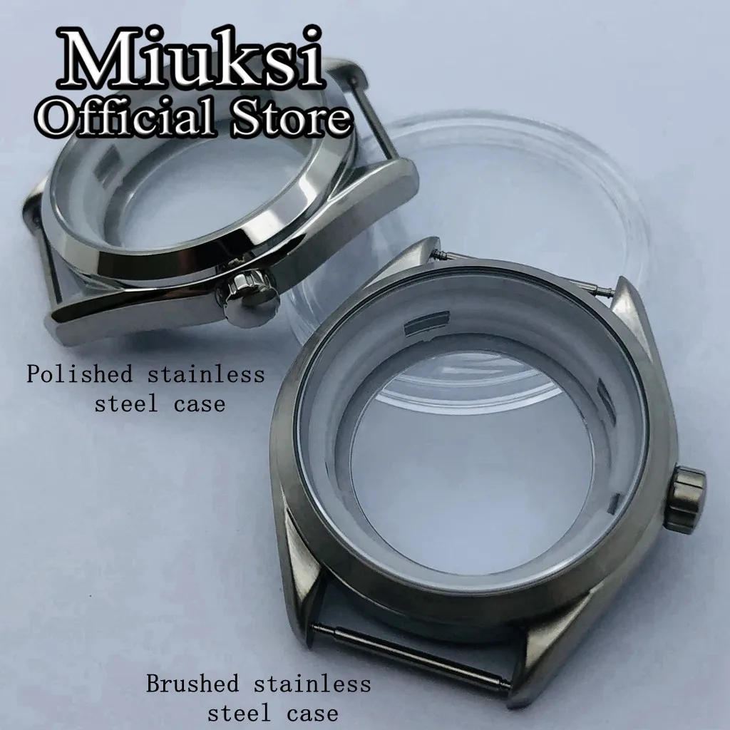 Miuksi 41mm silver case sapphire glass watch case fit NH35 NH36 ETA 2836 Miyota 8205 8215 821A Mingzhu DG2813 3804 movement