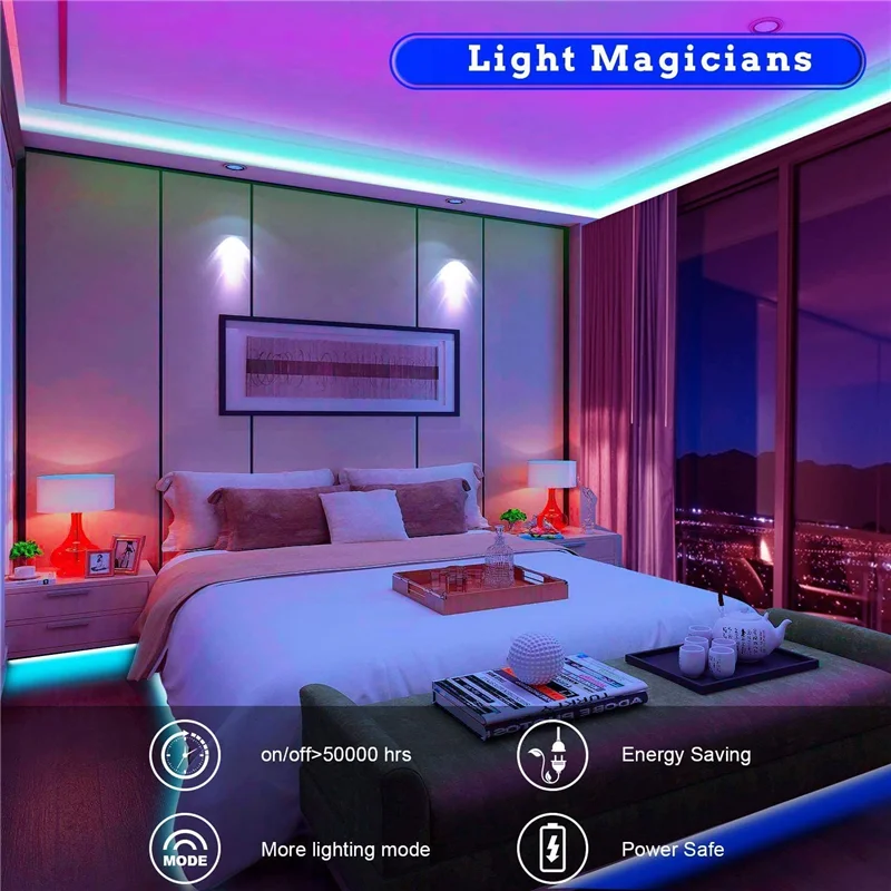 Imagem -04 - Luzes de Tira Led Ultra Longo Rgb 5050 Cor em Mudança Led Luz Tiras Kit com 44 Teclas ir Remoto Luzes Led para o Quarto 530m