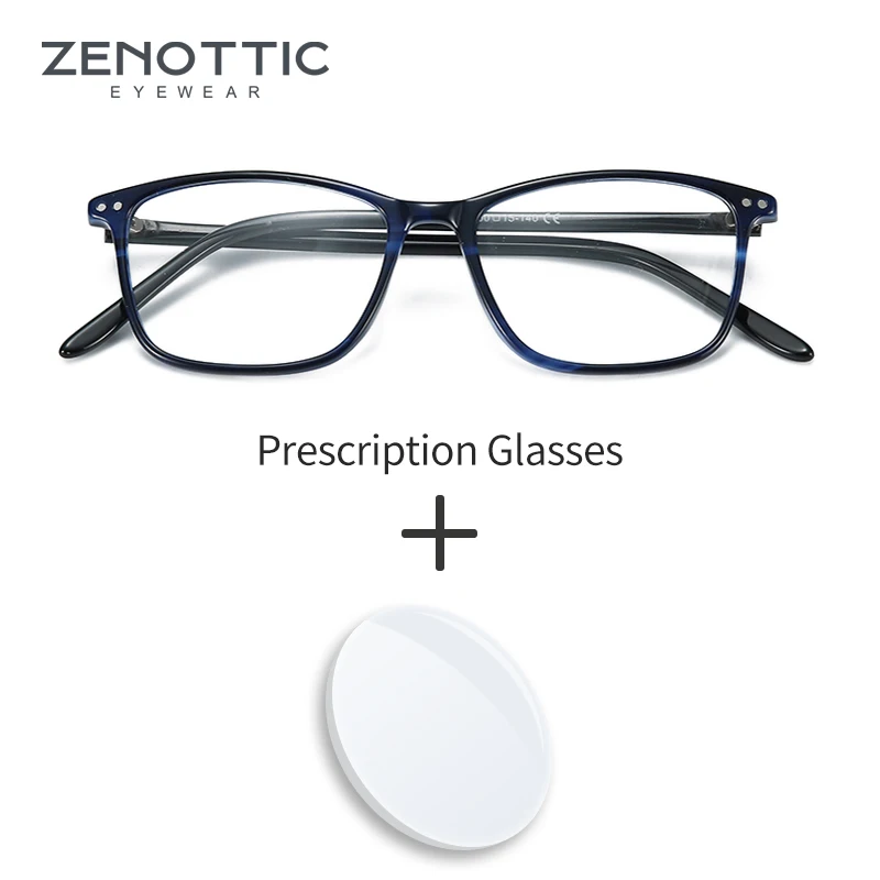 ZENOTTIC Acetate Prescription Glasses Women CR39 Optical Eyewear Frame Anti Blue Light Myopia Square Eyeglasses Men