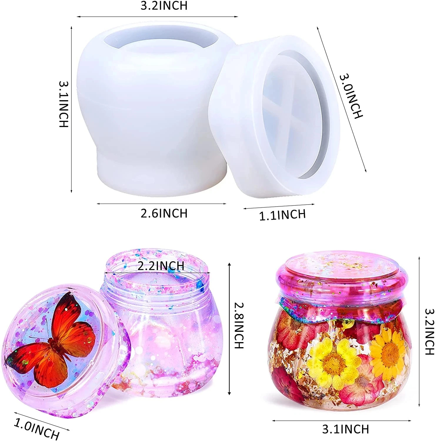 Puddingpot opslagfles siliconen hars mal met deksel kaarshouder doos mal epoxy giethars mal
