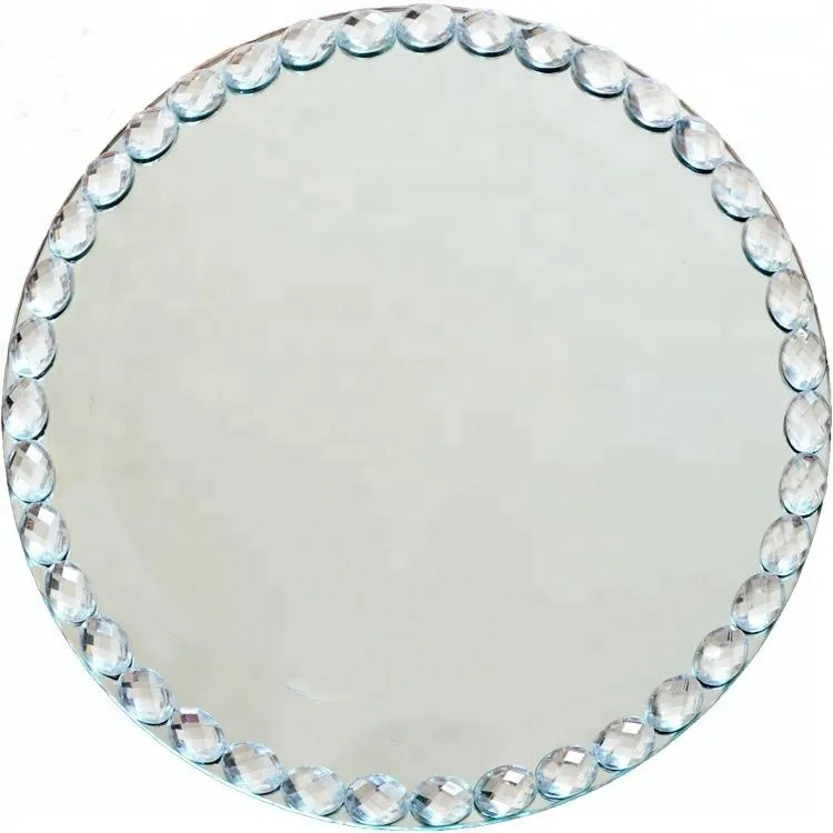

50pcs)Diamond rim decoration mirror charger plates wholesale yudao1460