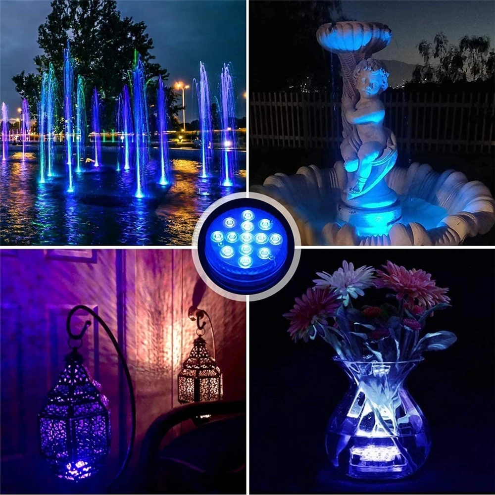 Updated RGB 13 LED Swimming Pool Light Submersible Lamp with Magnet for Pool Pond Fountain Vase Garden Underwater Night Lamp