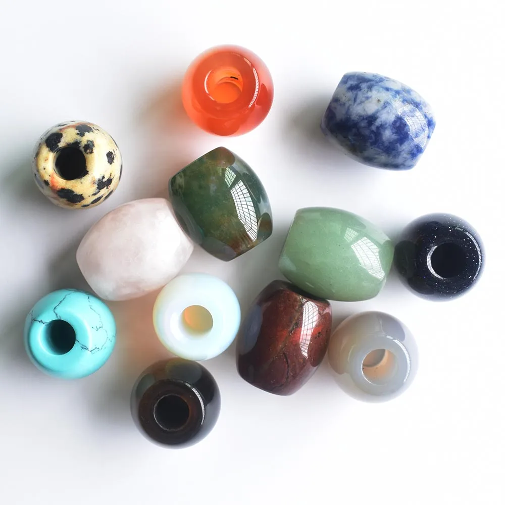 

wholesale 12pcs/lot Fashion good quality mix natural stone round shape big hole beads for DIY Bracelet jewelry making free