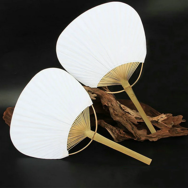 

50PCS Bamboo Handle Pure White Fan Blank Calligraphy Painting Blank Group Fan Wedding Decoration Summer DIY White Fan