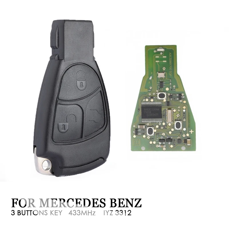 

1Pcs 3 Buttons Car Smart Remote Key 433Mhz Fob Fit For Mercedes Benz C E S Class IYZ 3312