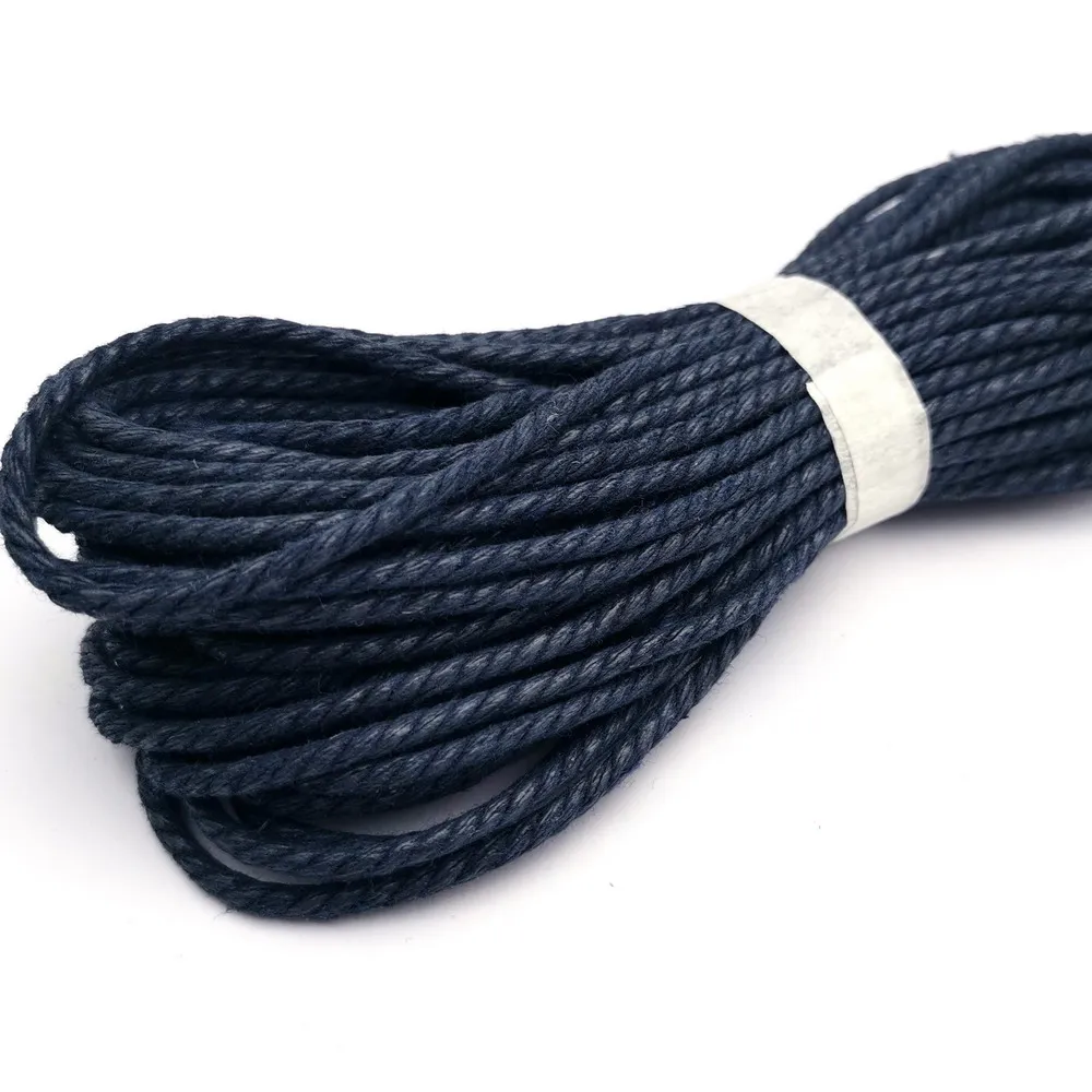 130 Yards/Bundle 2.5mm Round Navy Blue Braided Hemp Strap Half Cotton Macrame Cords