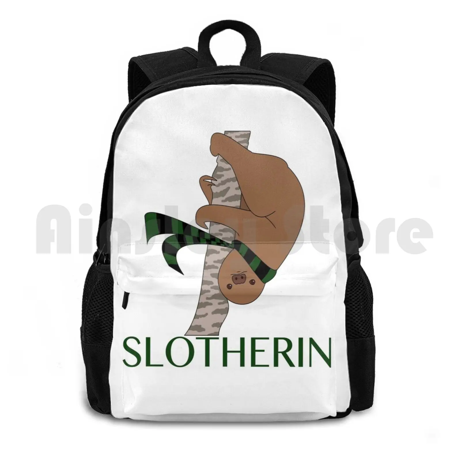 

Slotherin Outdoor Hiking Backpack Riding Climbing Sports Bag Graphic Design Magic Witch Wizard Animal Sloth Wand Text Funny Pun